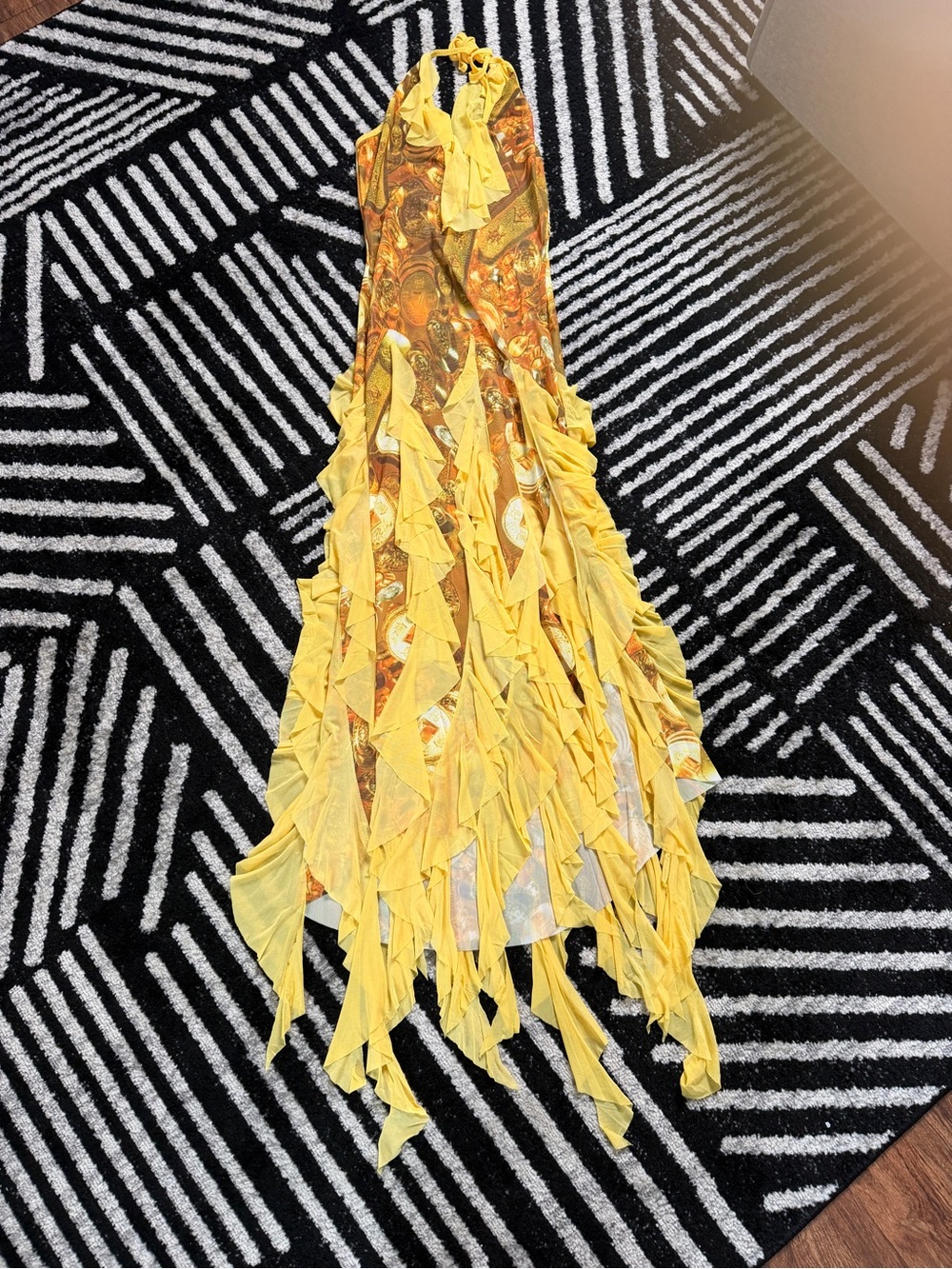 Yellow Floral Ruffle High-Low Dress - Picture 4 of 5
